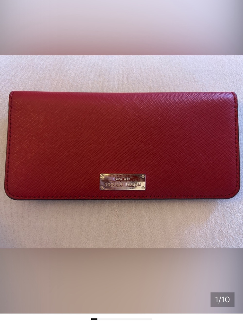 HENRI BENDEL Red Saffiano Continental Wallet EUC